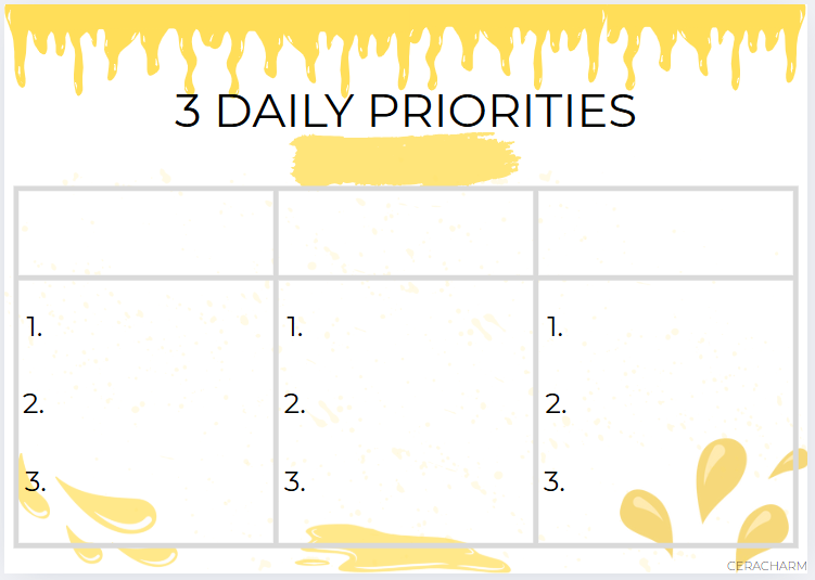 3 Daily Priorities - Paint Splatter